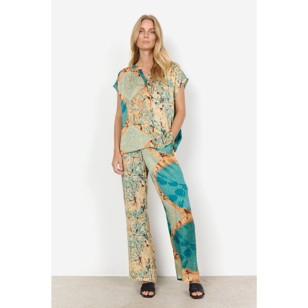NWT SOYA CONCEPT Emly 2B Satin Boho Print Trousers - Picture 3 of 11